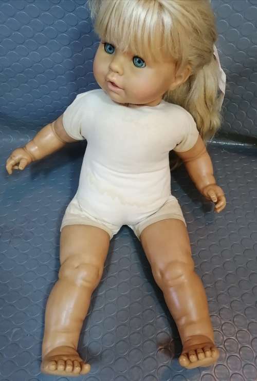 Highly Collectable!!! Large Vintage Zapf Creation Doll 65-20 With Sleeping Blue Eyes 1980`s 610mm