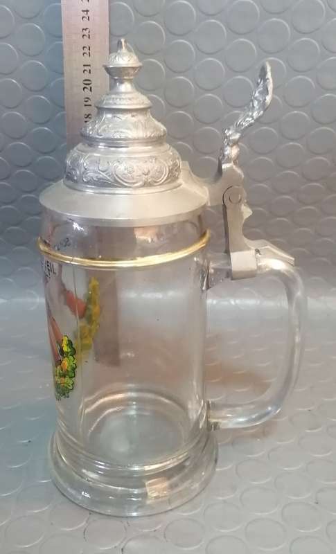 Magnificent Large West German Glass Beer Stein