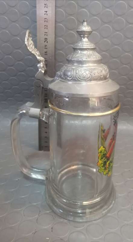 Magnificent Large West German Glass Beer Stein