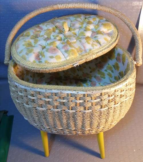 Charming vintage knitting basket