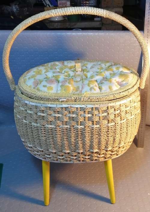 Charming vintage knitting basket