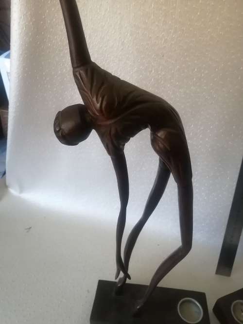 Breathtaking two very large candle holder wooden sculptures