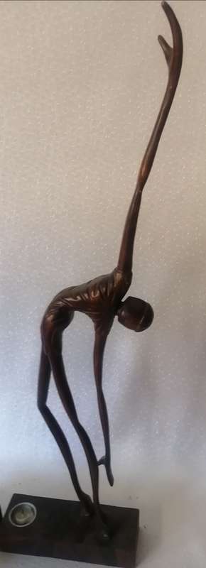 Breathtaking two very large candle holder wooden sculptures