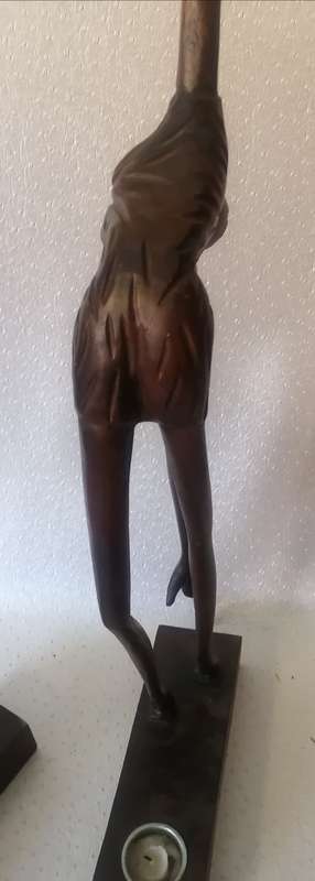 Breathtaking two very large candle holder wooden sculptures