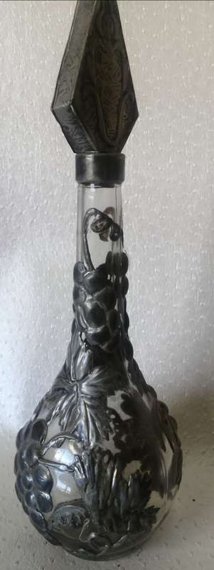 Awesome Embossed metal Glass Decanter
