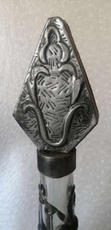Awesome Embossed metal Glass Decanter