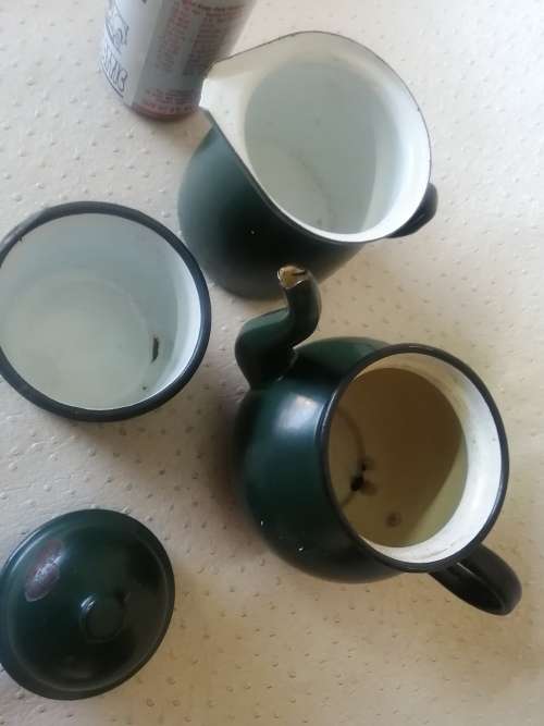 Vintage Green Enamel Tea Set