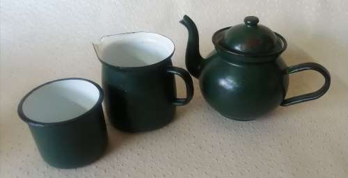 Vintage Green Enamel Tea Set