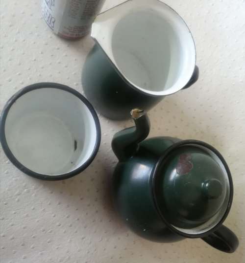 Vintage Green Enamel Tea Set