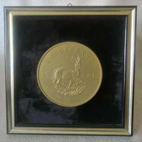Large Kruger Rand 1981 framed wall advertising display