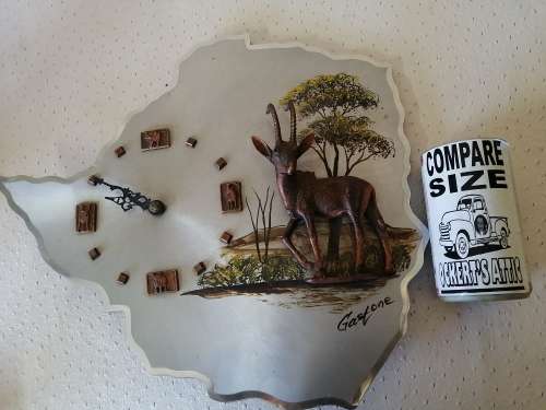 Vintage Original Rhodesia Hand painted Brass and Stainless Steel Clock