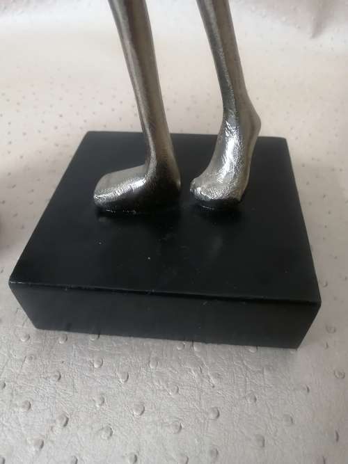 Stunning Large Solid Cast Metal Statue on Wooden Base (Made in India)