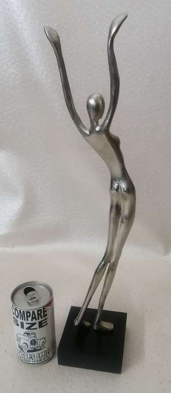 Stunning Large Solid Cast Metal Statue on Wooden Base (Made in India)