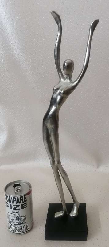 Stunning Large Solid Cast Metal Statue on Wooden Base (Made in India)