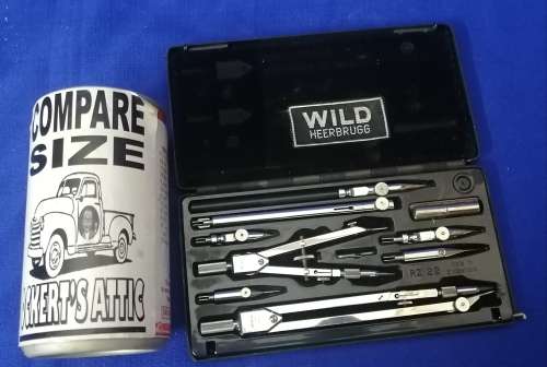 Vintage Wild Heerbrugg RZ-31 Swiss Drawing Drafting Compass Set W/ Hard Case