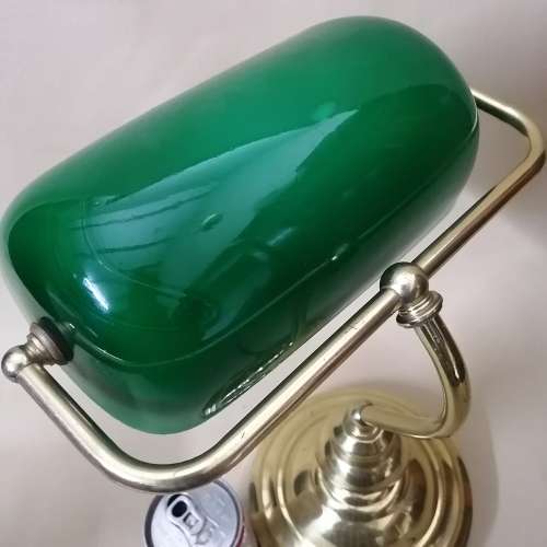Magnificent Vintage Mid 20th Century Underwriters Lab Brass Bankers Lamp