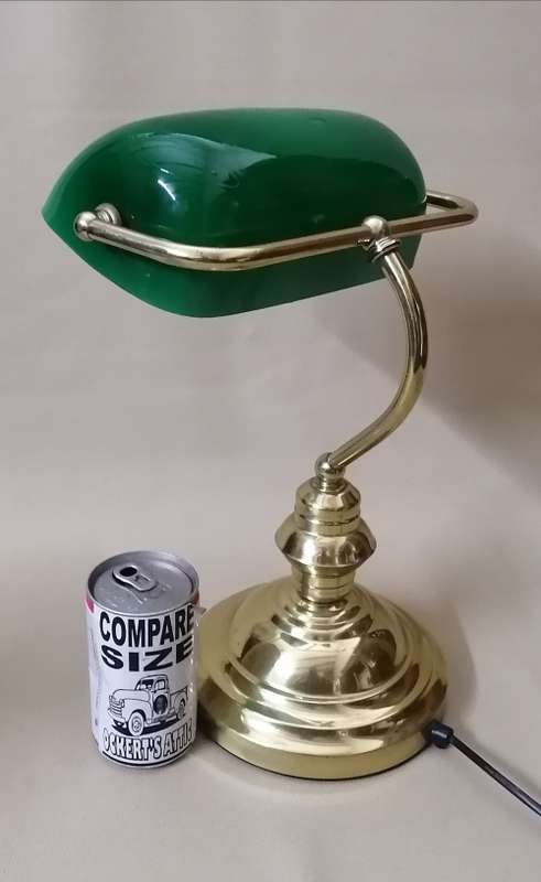 Magnificent Vintage Mid 20th Century Underwriters Lab Brass Bankers Lamp