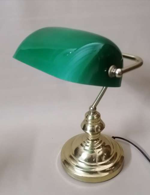Magnificent Vintage Mid 20th Century Underwriters Lab Brass Bankers Lamp