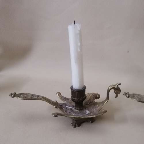 Beautiful  Victorian Peacock Ornate Brass Candlestick Holders - Vintage ITALY