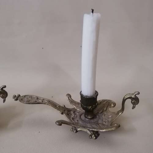Beautiful  Victorian Peacock Ornate Brass Candlestick Holders - Vintage ITALY