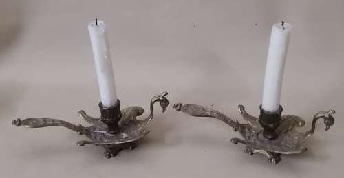 Beautiful  Victorian Peacock Ornate Brass Candlestick Holders - Vintage ITALY