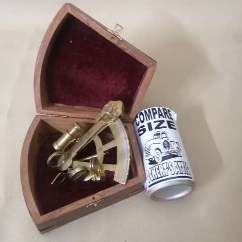 Antique Working Nautical Solid Brass Navigational Marine Sextant in Original Box