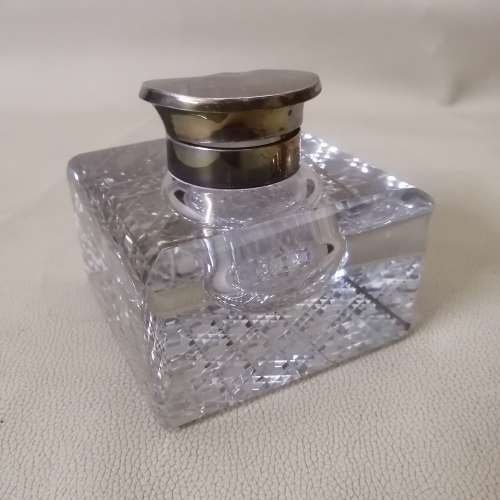 Stunning Vintage Sterling Silver and Crystal Inkwell (Hallmarked) no 1 of 2 on auction now