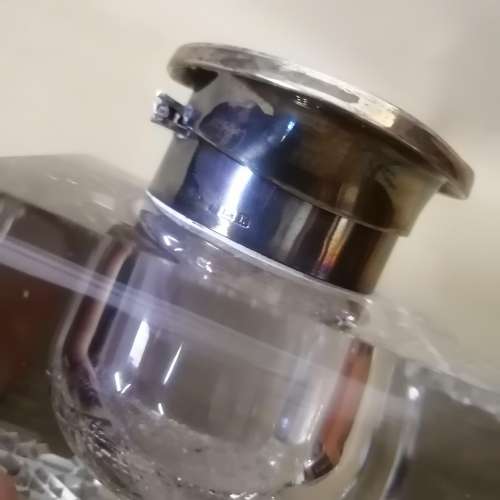 Stunning Vintage Sterling Silver and Crystal Inkwell (Hallmarked) no 1 of 2 on auction now