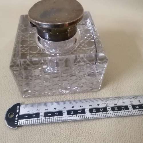Stunning Vintage Sterling Silver and Crystal Inkwell (Hallmarked) no 1 of 2 on auction now