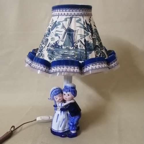 Very Beautiful Hand Painted Delft Table Lamp from Holland