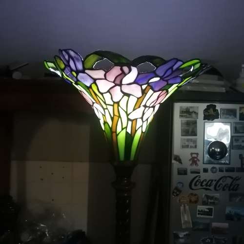 Spectacular Tiffany Style Lead and Stained Glass, Brass Floor Lamp 1900mm High Very Heavy