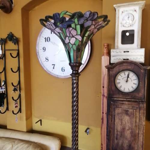 Spectacular Tiffany Style Lead and Stained Glass, Brass Floor Lamp 1900mm High Very Heavy