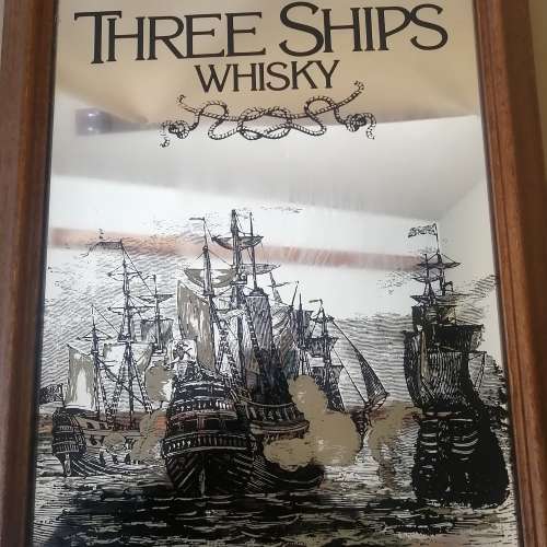 Stunning Large Three Ships Whiskey Bar Mirror