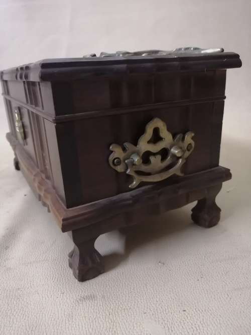 Magnificent Miniature Imbuia 19th Century Wood Ball and Claw Kist