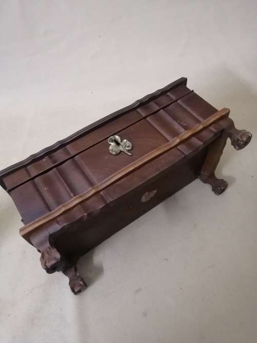 Magnificent Miniature Imbuia 19th Century Wood Ball and Claw Kist