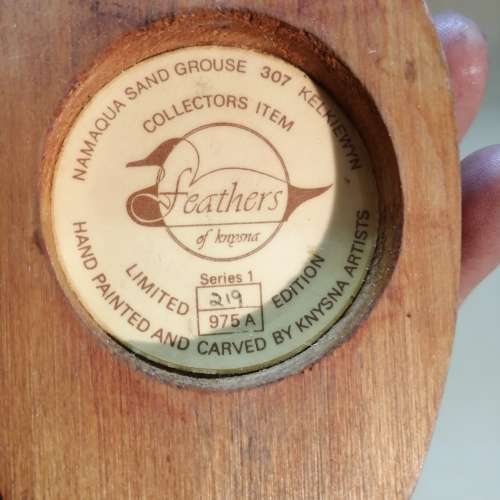 LIMITED NAMAQUA SAND GROUSE COLLECTORS FEATHERS OF KNYSNA NO 219 OF 975
