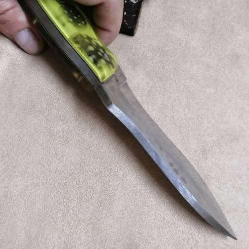 STUNNING HAND FORGED HUNTING KNIFE WITH LEATHER SHEATH 320MM LONG
