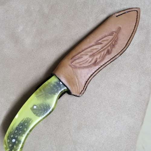 STUNNING HAND FORGED HUNTING KNIFE WITH LEATHER SHEATH 320MM LONG