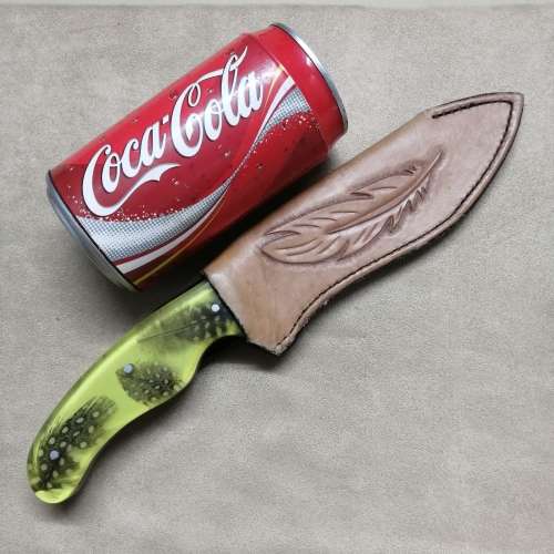 STUNNING HAND FORGED HUNTING KNIFE WITH LEATHER SHEATH 320MM LONG
