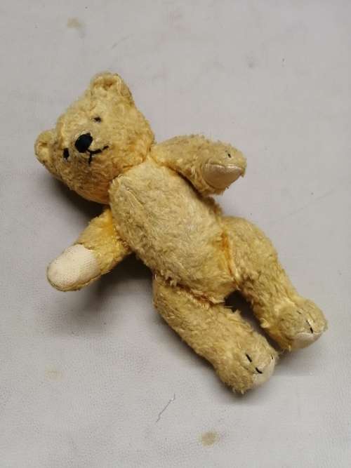 VINTAGE GOLDEN MOHAIR ARK BEAR COMPLETELY STUFFED WITH STRAW - 240MM