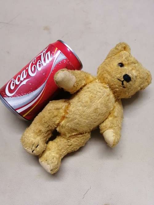 VINTAGE GOLDEN MOHAIR ARK BEAR COMPLETELY STUFFED WITH STRAW - 240MM