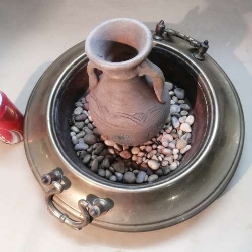 STUNNING SOLID BRASS AND CERAMIC CENTERPIECE