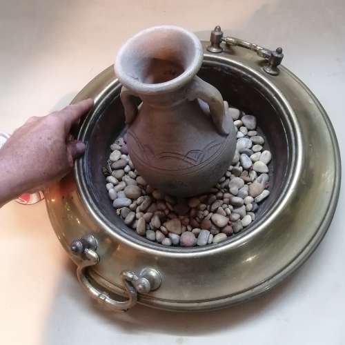 STUNNING SOLID BRASS AND CERAMIC CENTERPIECE