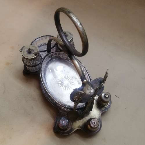 Vintage Harrison Brothers Silver Plate Art Nouveau Condiment Set