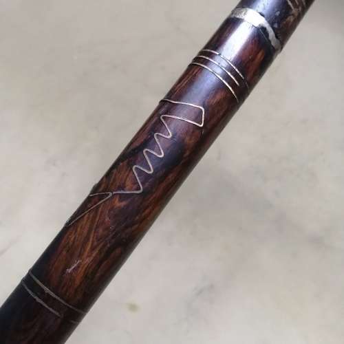 VINTAGE SWORD WALKING CANE WITH BRASS INLAYS