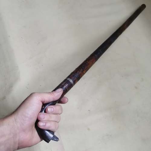 VINTAGE SWORD WALKING CANE WITH BRASS INLAYS