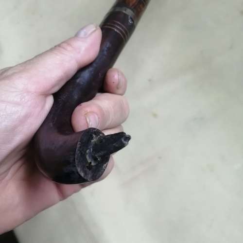 VINTAGE SWORD WALKING CANE WITH BRASS INLAYS
