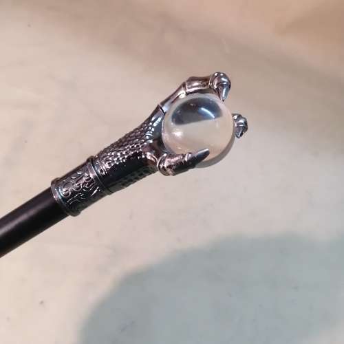 STUNNING HIDDEN SWORD METAL WALKING STICK WITH EAGLE CLAW CLUTCHING A CRYSTAL BALL