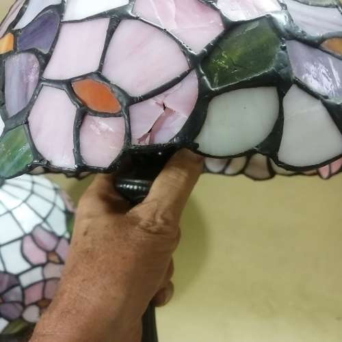 TWO MAGNIFICENT TIFFANY STYLE STAINED LEAD GLASS TABLE LAMPS