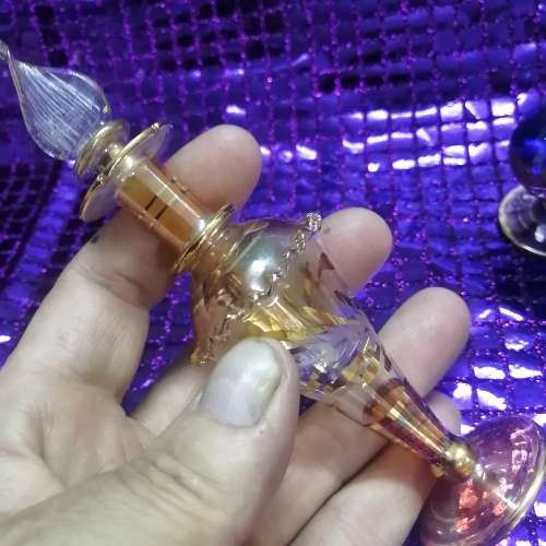 MAGNIFICENT CRYSTAL AND FROSTED GLASS PERFUME BOTTLES 1 OF 4
